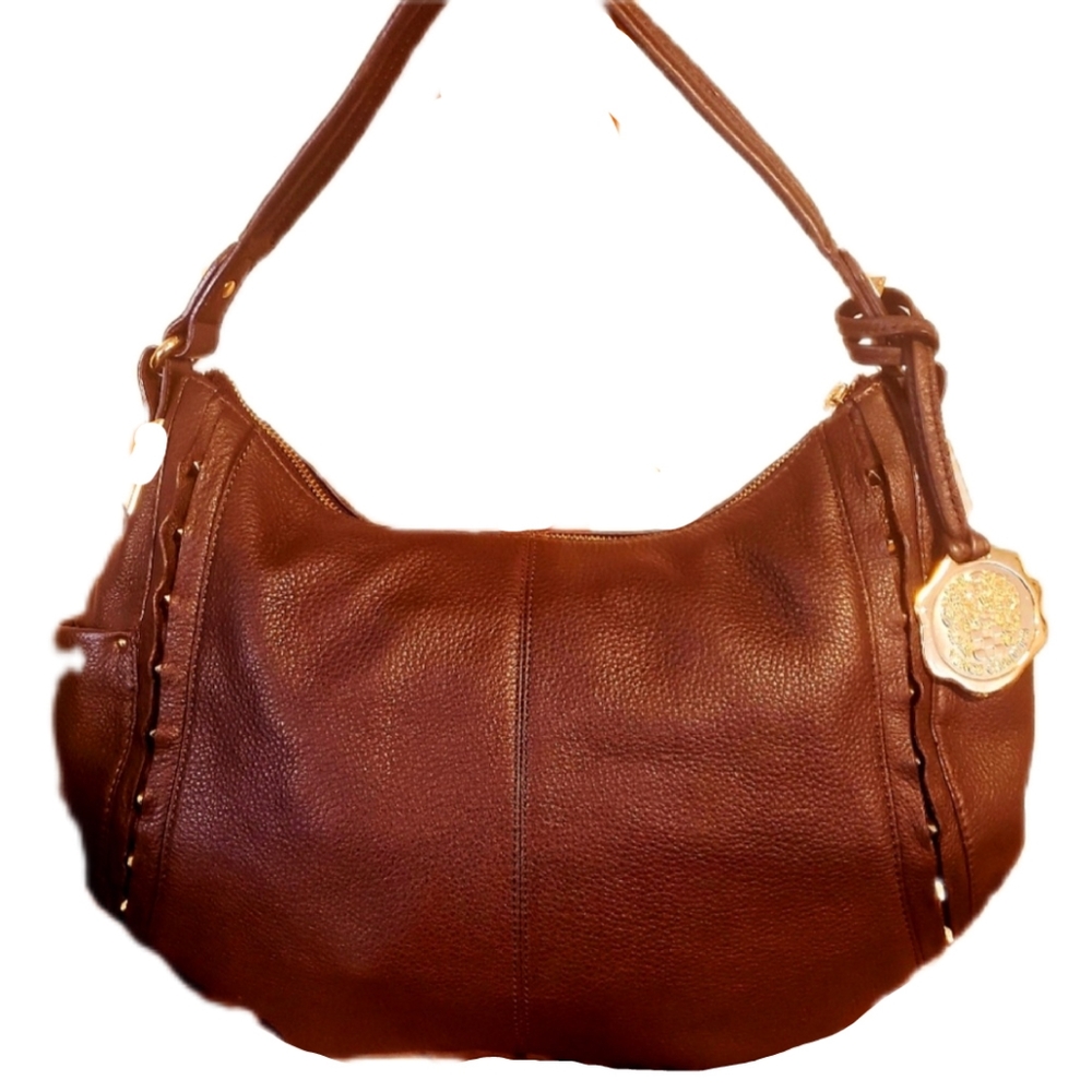 NWOT VINCE CAMUTO-Imp.Brown Gold Studded Accent Handbag